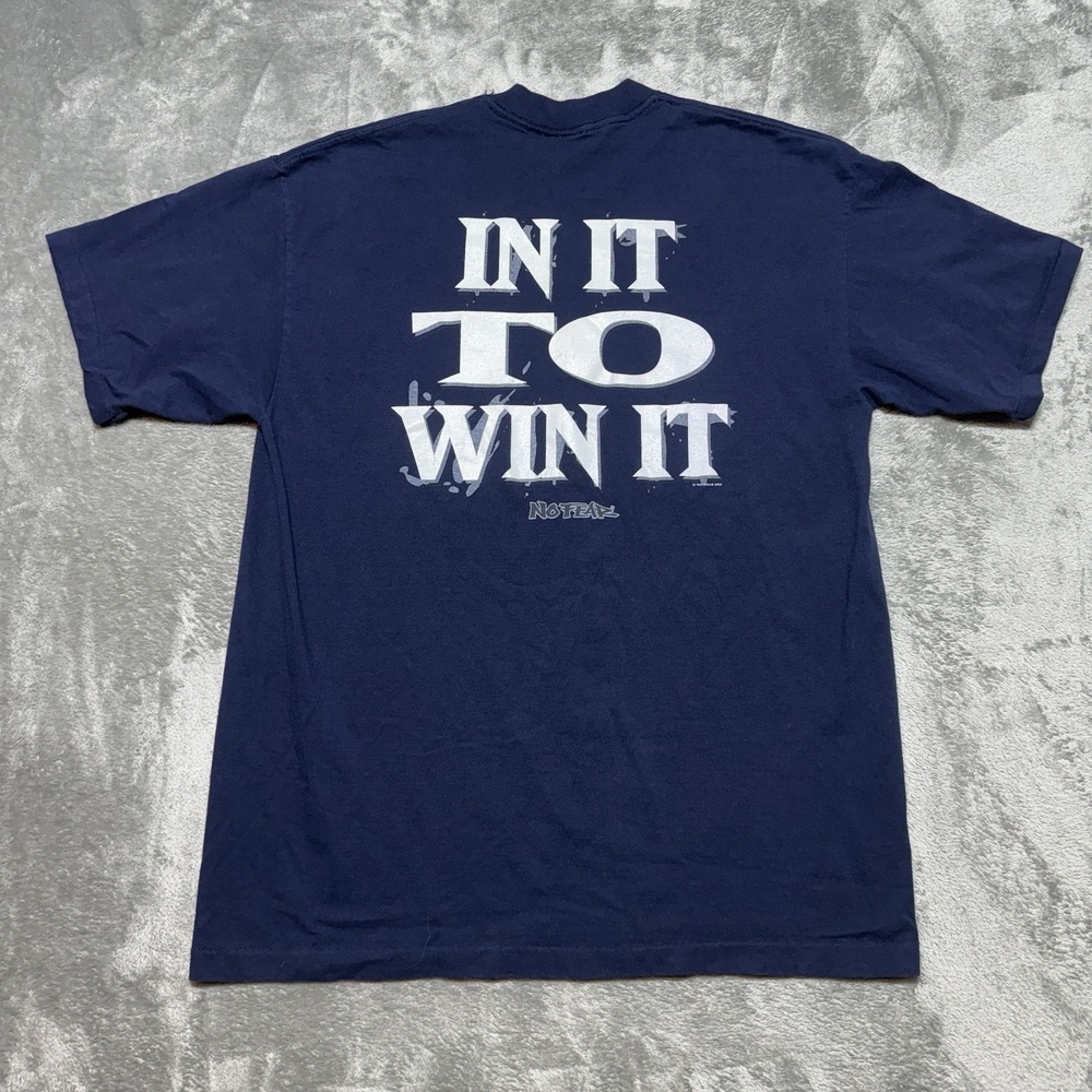 Vintage 90s No Fear T Shirt XL In It To Win It Single Stitch Navy Blue USA